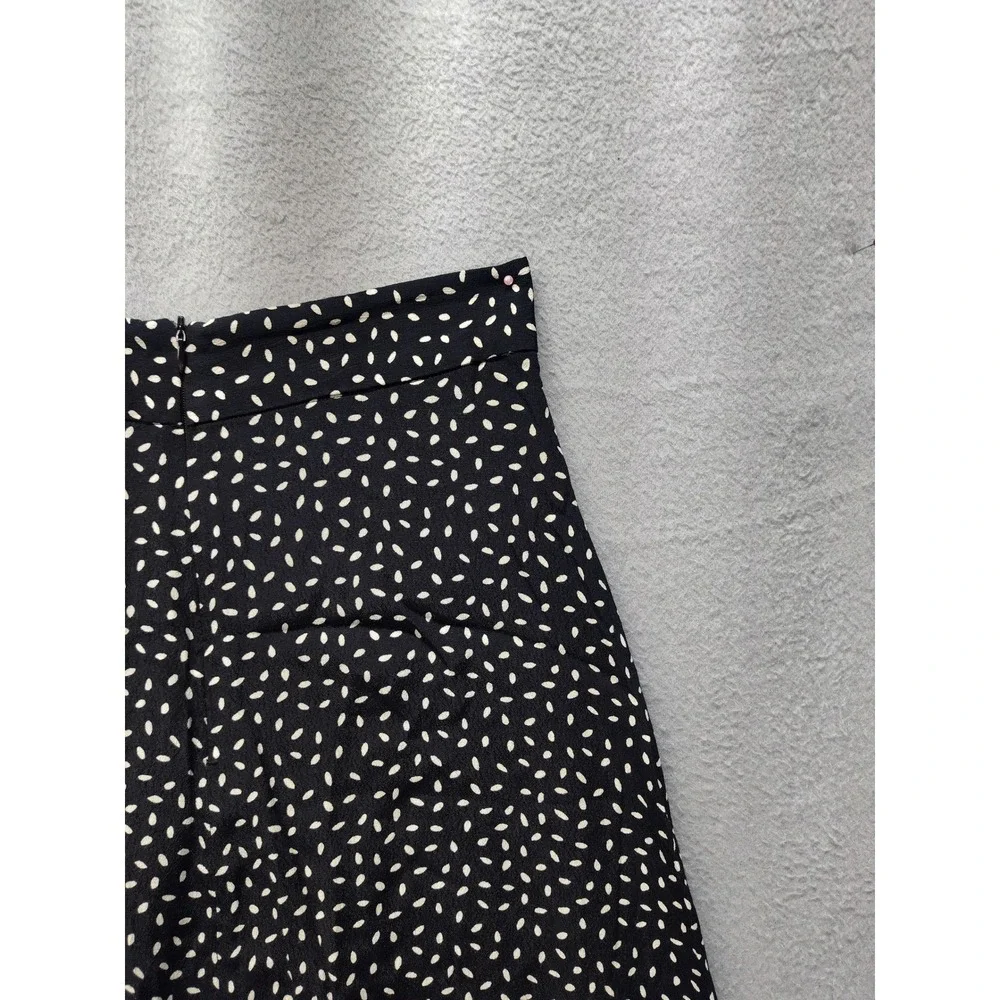 MNG Mango Black White Seed Print Midi Skirt Womens XXS High Waist A-Line Flowy